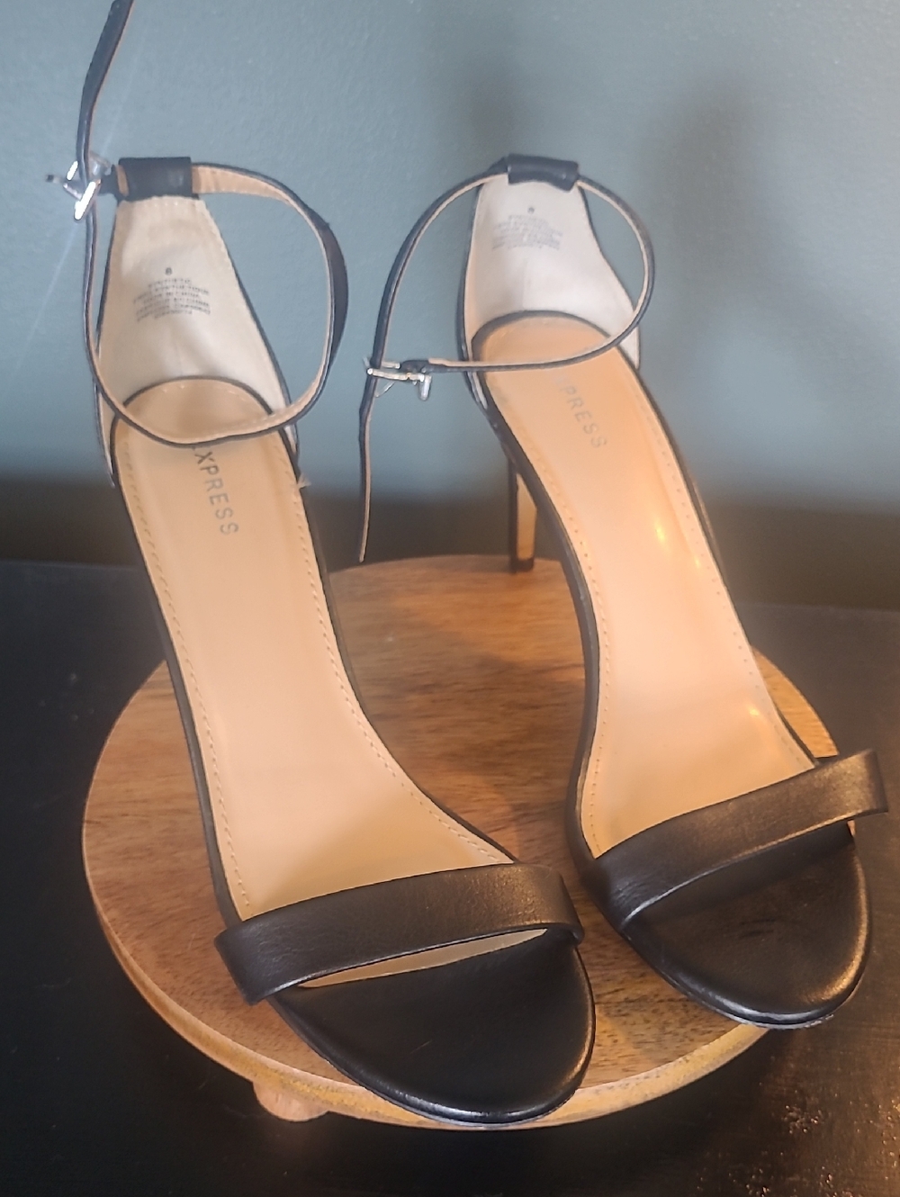 Express Black Open-Toe Ankle Strap Stiletto Sandals